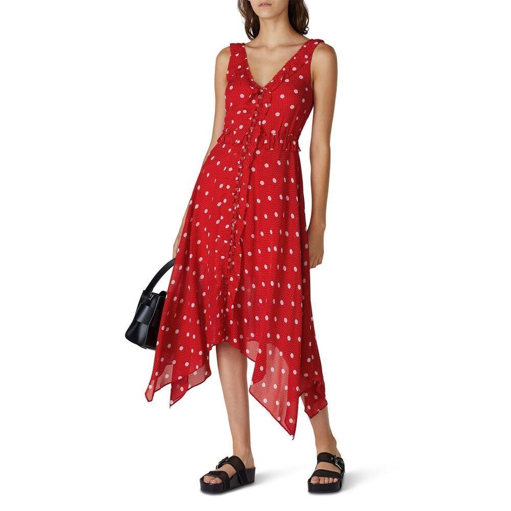 NWT The Kooples Red Polka Dot Sleeveless Dress Size 1 (Small)